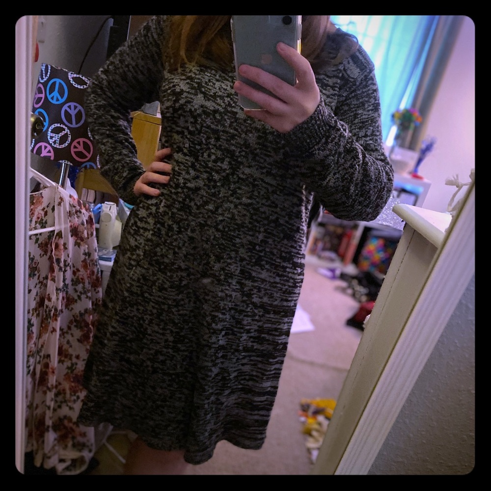 Black & Gray Sweater Dress